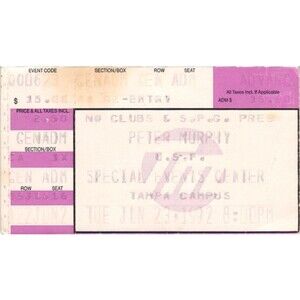 Vintage 1992 Peter Murphy Concert Ticket Stub Tampa FL Bauhaus